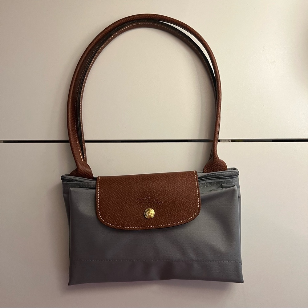 NWOT Longchamp Le Pliage Original Large Handbag (Gray/Black)